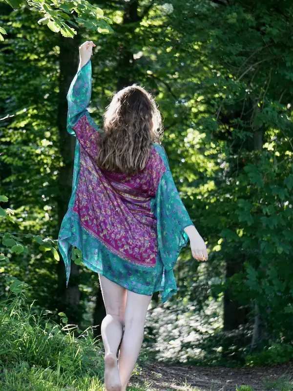 Kimono in Pink und Türkis